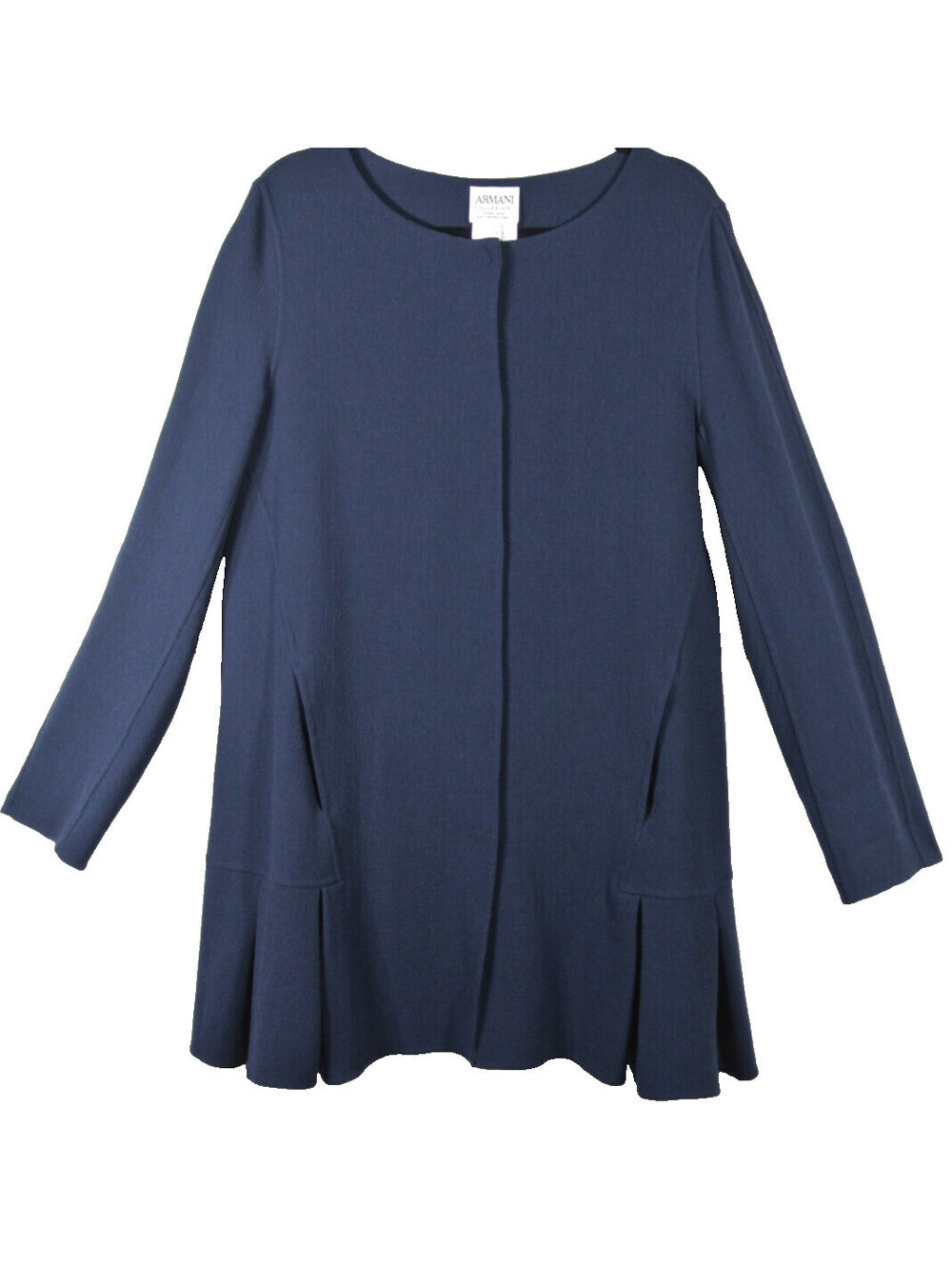 NEW, Women's ARMANI COLLEZIONI Long sleeve wool coat in Navy Sz 14 #MD2546